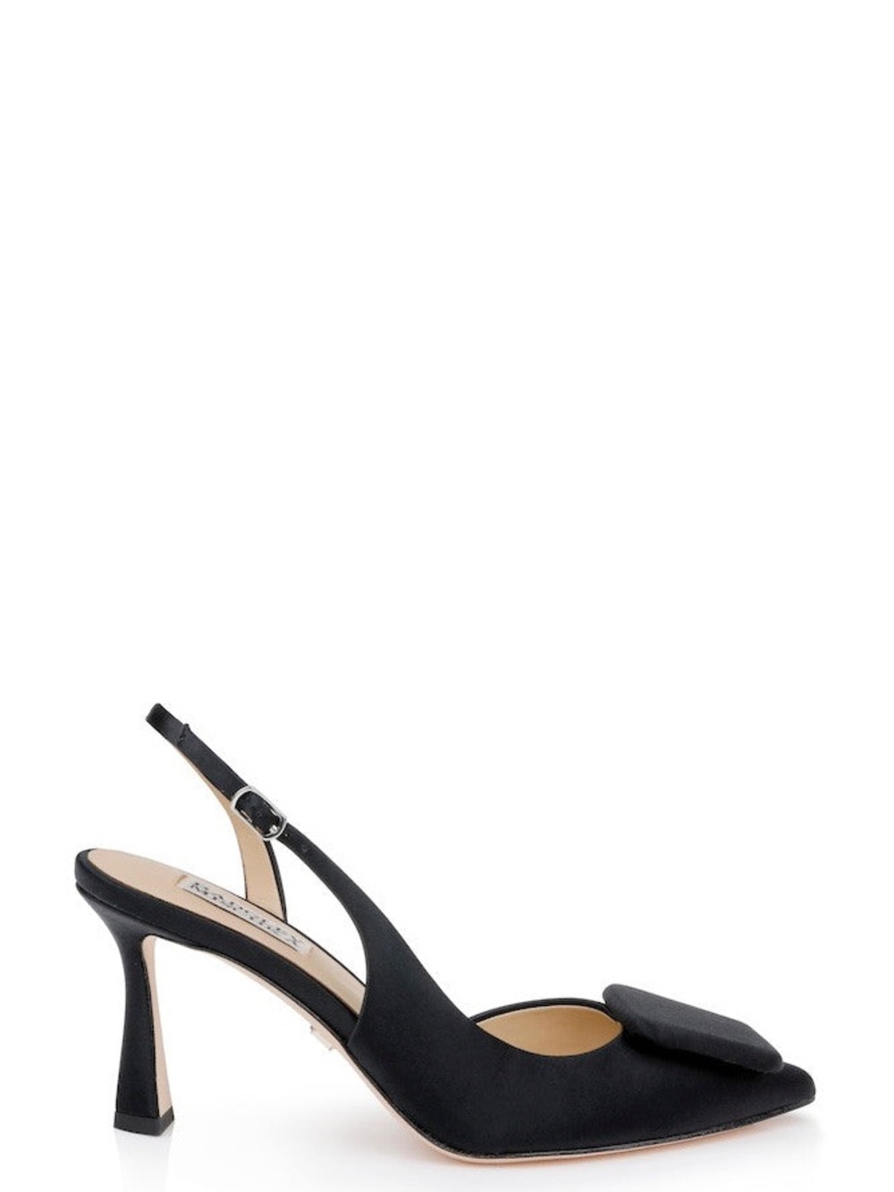 Badgley Mischka Graciella Black Pointed-Toe Slingback Satin Pump - Picture 4 of 10